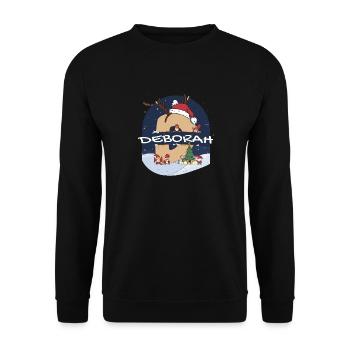 Toller Deborah-Name mit Weihnachtsmütze im Weihnachtsthema - Unisex Pullover - Schwarz - Vorne - Alina (178cm) & Michal (187cm)