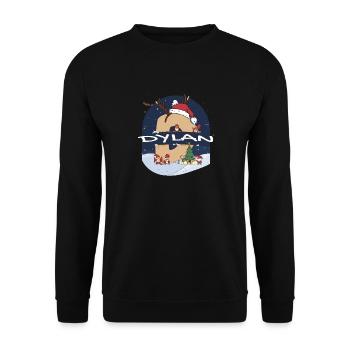 Toller Dylan-Name mit Weihnachtsmütze im Weihnachtsthema - Unisex Pullover - Schwarz - Vorne - Alina (178cm) & Michal (187cm)