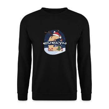Awesome Evelyn Name w Santa Hat in Xmas Theme - Unisex Sweatshirt - black - Front - Alina (178cm) & Michal (187cm)