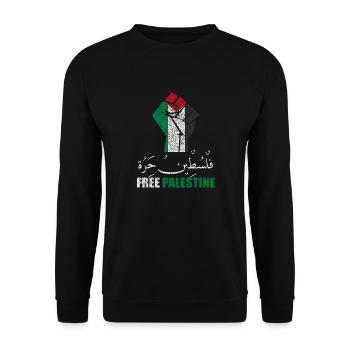 Free Palestine Fist - Unisex Sweatshirt - black - Front - Alina (178cm) & Michal (187cm)
