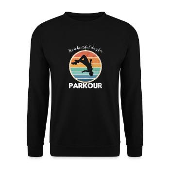 It's a beautiful day for parkour - Unisex Sweatshirt - black - Front - Alina (178cm) & Michal (187cm)