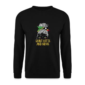 St. Kitts und Nevis Flagge - Unisex Pullover - Schwarz - Vorne - Alina (178cm) & Michal (187cm)