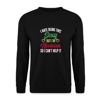 St. Kitts und Nevis Flagge - Unisex Pullover - Schwarz - Vorne - Alina (178cm) & Michal (187cm)