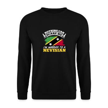 Flag of Saint Kitts and Nevis - Unisex Sweatshirt - black - Front - Alina (178cm) & Michal (187cm)