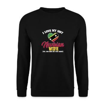 Flag of Saint Kitts and Nevis - Unisex Sweatshirt - black - Front - Alina (178cm) & Michal (187cm)