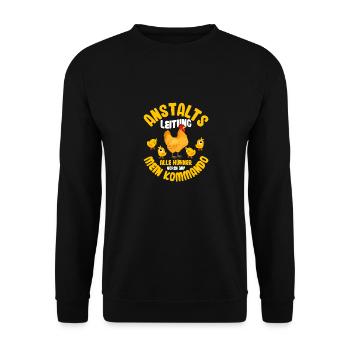 Anstaltsleitung Hühner Huhn Bauernhof - Unisex Pullover - Schwarz - Vorne - Alina (178cm) & Michal (187cm)