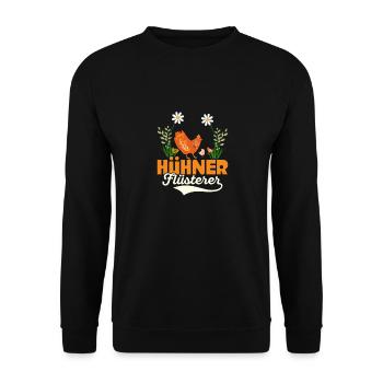Hühner Flüsterer Huhn Hennen Bauernhof - Unisex Pullover - Schwarz - Vorne - Alina (178cm) & Michal (187cm)