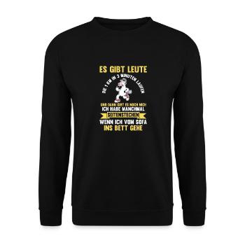 Kuh Langschläfer Sportmuffel Morgenmuffel Lustige - Unisex Pullover - Schwarz - Vorne - Alina (178cm) & Michal (187cm)