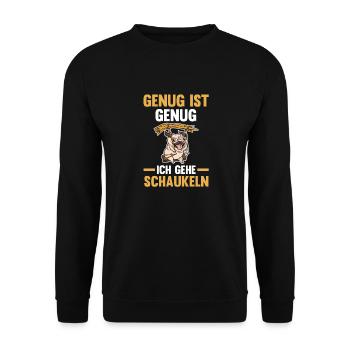 Hund Genug Ist Genug Ich Gehe Schaukeln - Unisex Pullover - Schwarz - Vorne - Alina (178cm) & Michal (187cm)