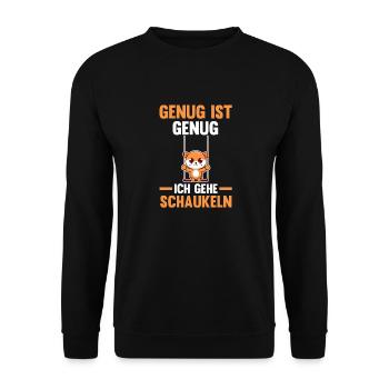 Katze Genug Ist Genug Ich Gehe Schaukeln - Unisex Pullover - Schwarz - Vorne - Alina (178cm) & Michal (187cm)