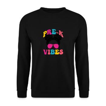 Pre-K Vibes Kindergarten Team Retro 1. Tag - Unisex Pullover - Schwarz - Vorne - Alina (178cm) & Michal (187cm)