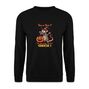 halloween rat, trick or treat cheese - Unisex Sweatshirt - black - Front - Alina (178cm) & Michal (187cm)