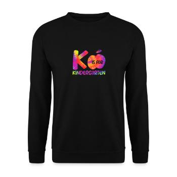 K is for Kindergarten Teacher Tie Dye 100. - Unisex Sweatshirt - black - Front - Alina (178cm) & Michal (187cm)