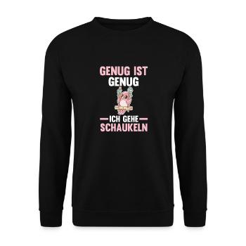 Eule Genug Ist Genug Ich Gehe Schaukeln - Unisex Pullover - Schwarz - Vorne - Alina (178cm) & Michal (187cm)