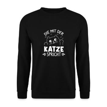Katze Kätzchen Kater Fellnase Katzenfan Cat Katzen - Unisex Pullover - Schwarz - Vorne - Alina (178cm) & Michal (187cm)