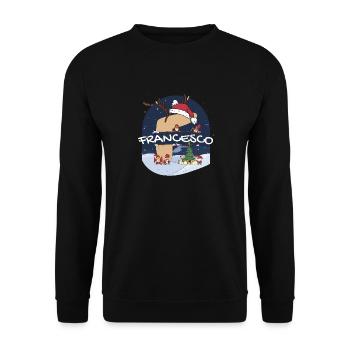 Génial Francesco Nom w Santa Hat dans le thème de Noël - Sweat-shirt Unisexe - noir - Devant - Alina (178cm) & Michal (187cm)