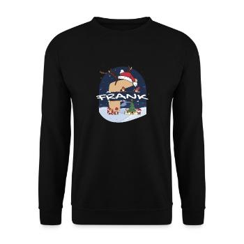 Génial Frank Name w Santa Hat dans le thème de Noël - Sweat-shirt Unisexe - noir - Devant - Alina (178cm) & Michal (187cm)