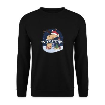 Toller Fritz-Name mit Weihnachtsmütze im Weihnachtsthema - Unisex Pullover - Schwarz - Vorne - Alina (178cm) & Michal (187cm)