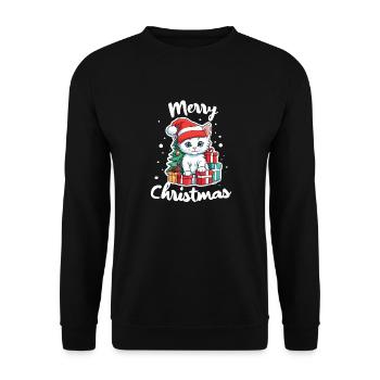 Kätzchen und frohe Weihnachten - Unisex Pullover - Schwarz - Vorne - Alina (178cm) & Michal (187cm)