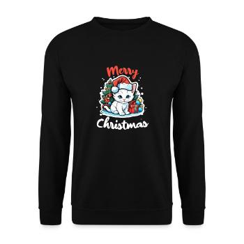 Christmas Cat - Merry Christmas - Unisex Sweatshirt - black - Front - Alina (178cm) & Michal (187cm)