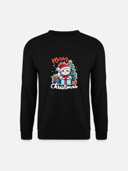 Kätzchen und frohe Weihnachten - Unisex Pullover - Schwarz