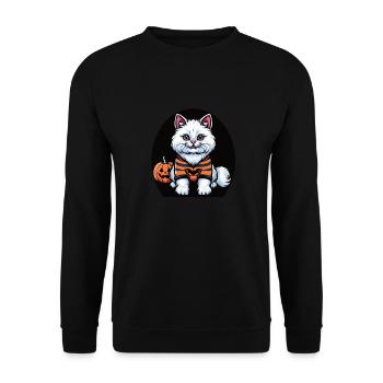 Chat blanc d’Halloween en sweat à capuche - Sweat-shirt Unisexe - noir - Devant - Alina (178cm) & Michal (187cm)