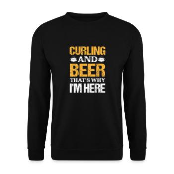 Curling And Beer That's Why I'm Here Broom Curler - Unisex Pullover - Schwarz - Vorne - Alina (178cm) & Michal (187cm)