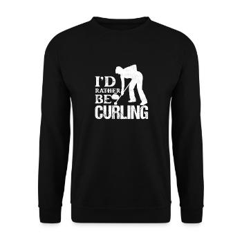 I'd Rather Be Curling Ice Sport Broom Curler - Unisex Pullover - Schwarz - Vorne - Alina (178cm) & Michal (187cm)