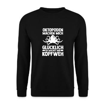 Tintenfisch Oktopus - Unisex Pullover - Schwarz - Vorne - Alina (178cm) & Michal (187cm)