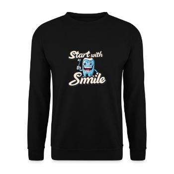 Start With Smile - Unisex Sweatshirt - black - Front - Alina (178cm) & Michal (187cm)