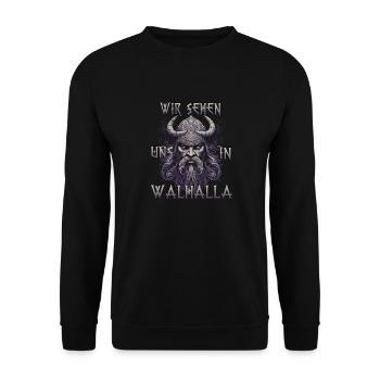 Walhalla Erbe Geschenk für Wikinger Fans - Unisex Pullover - Schwarz - Vorne - Alina (178cm) & Michal (187cm)