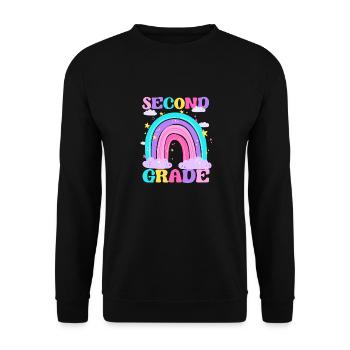 Second Grade 2nd Rainbow Teacher Student 100th - Unisex Sweatshirt - black - Front - Alina (178cm) & Michal (187cm)