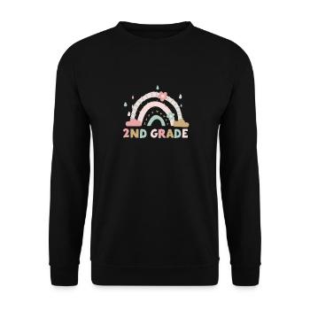 Second Grade 2nd Rainbow Teacher Student 100th - Unisex Sweatshirt - black - Front - Alina (178cm) & Michal (187cm)