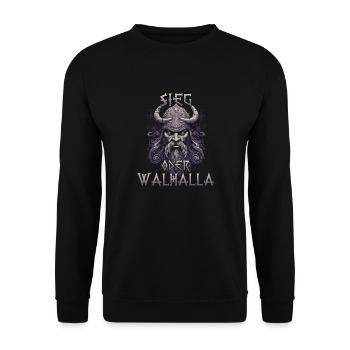 RuneCraft Gift for Norsemen Fans - Unisex Sweatshirt - black - Front - Alina (178cm) & Michal (187cm)