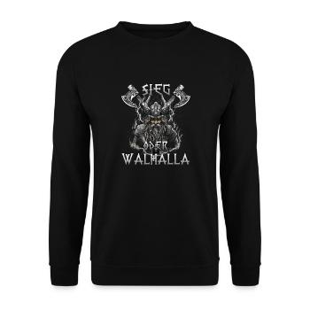 Walhalla Erbe Geschenk für Wikinger Fans - Unisex Pullover - Schwarz - Vorne - Alina (178cm) & Michal (187cm)
