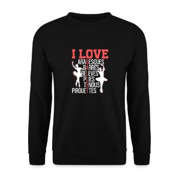 Arabesques Barres Releves Plies Tendus Pirouettes - Unisex Pullover - Schwarz - Vorne - Alina (178cm) & Michal (187cm)