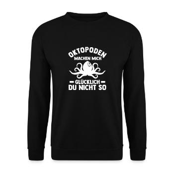 Tintenfisch Oktopus - Unisex Pullover - Schwarz - Vorne - Alina (178cm) & Michal (187cm)