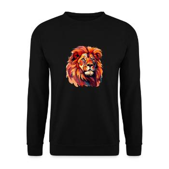Gemalter Löwe - Unisex Pullover - Schwarz - Vorne - Alina (178cm) & Michal (187cm)