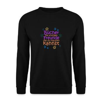 Bücher sind meine Freunde - Unisex Pullover - Schwarz - Vorne - Alina (178cm) & Michal (187cm)