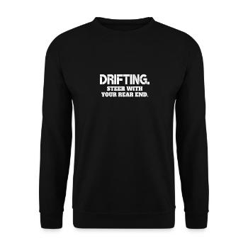 DRIFTEN Lenken Sie mit Ihrem Heckrennwagen Lustig - Unisex Pullover - Schwarz - Vorne - Alina (178cm) & Michal (187cm)