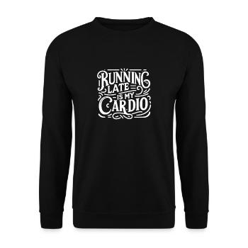 Courir en retard, c’est mon cardio - Sweat-shirt Unisexe - noir - Devant - Alina (178cm) & Michal (187cm)