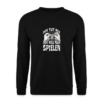 Lustiges Gaming Motiv - Perfektes Geschenk - Unisex Pullover - Schwarz - Vorne - Alina (178cm) & Michal (187cm)