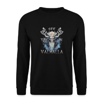 Walhalla Krieger das Geschenk für Kriegerherzen - Unisex Pullover - Schwarz - Vorne - Alina (178cm) & Michal (187cm)