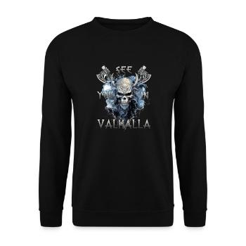 Walhalla Krieger Das Geschenk für Wikinger Fans - Unisex Pullover - Schwarz - Vorne - Alina (178cm) & Michal (187cm)