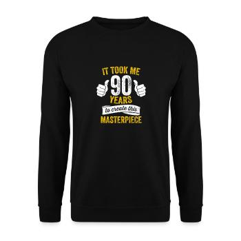 Lustiger 90 Jahre alter Witz 90. Geburtstag Gag Stolz - Unisex Pullover - Schwarz - Vorne - Alina (178cm) & Michal (187cm)