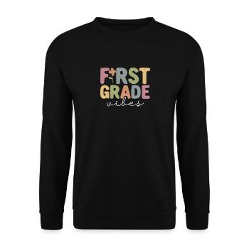 First Grade Vibes 1ère classe Équipe Rétro 100e Jour - Sweat-shirt Unisexe - noir - Devant - Alina (178cm) & Michal (187cm)