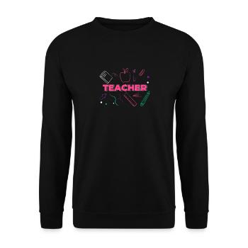 Pink Teacher 90s Teacher Students Day 100 - Unisex Sweatshirt - black - Front - Alina (178cm) & Michal (187cm)