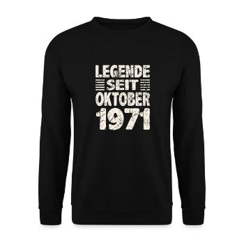 Oktober 1971 Legende seit 52 Jahren Mann Frau - Unisex Pullover - Schwarz - Vorne - Alina (178cm) & Michal (187cm)