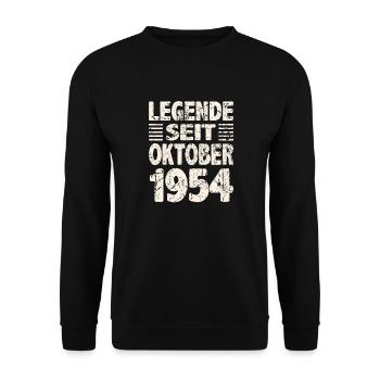 Oktober 1954 Legende seit 69 Jahren Mann Frau - Unisex Pullover - Schwarz - Vorne - Alina (178cm) & Michal (187cm)