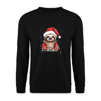 Snow, Santa Hat, Christmas Lights - Funny Sloth Ch - Unisex Sweatshirt - black - Front - Alina (178cm) & Michal (187cm)